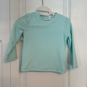 Pale blue/green Caden Lane Long Sleeve UPF Rash Guard Shirt, 6-12 months